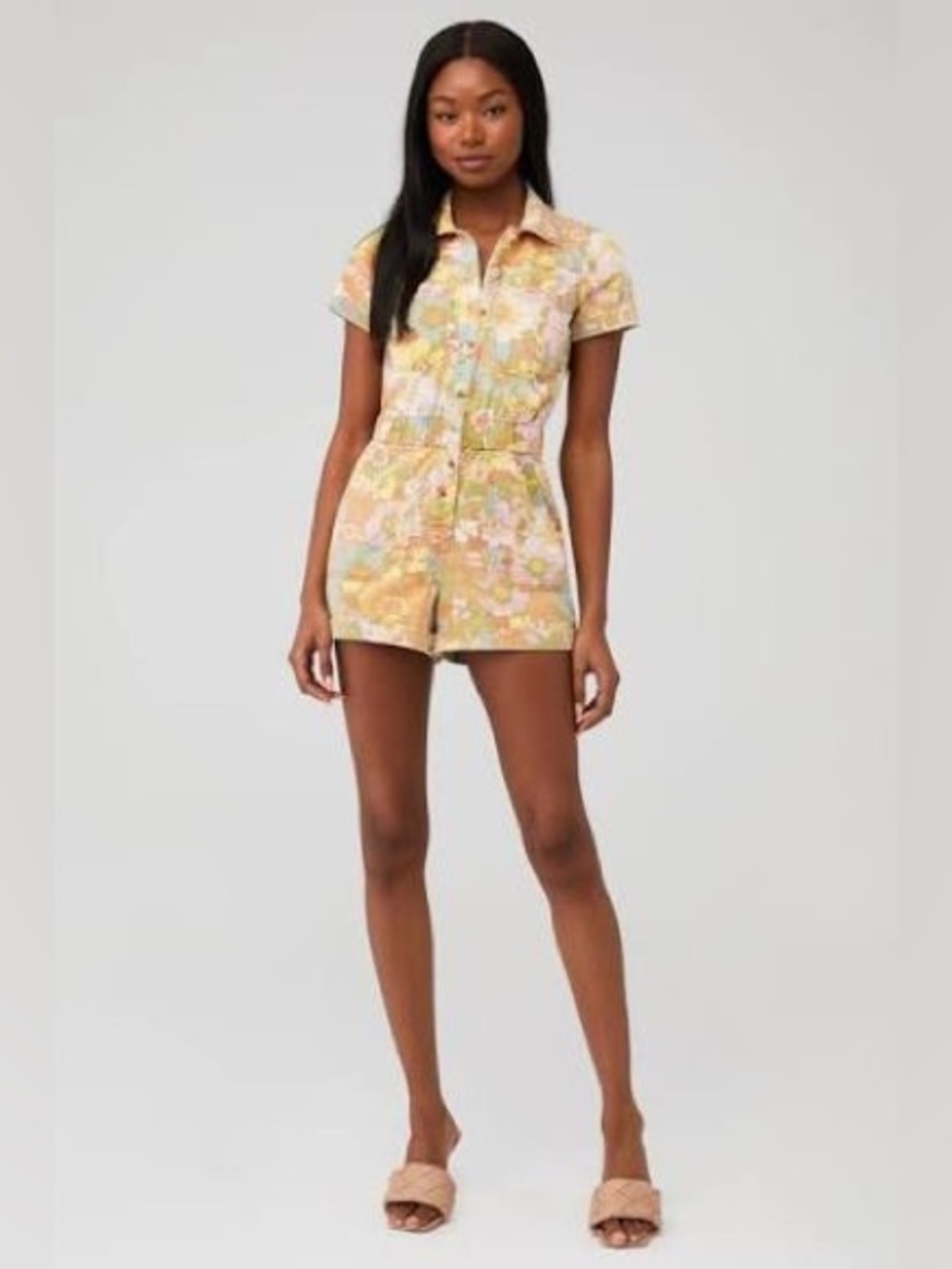 EUC – Show Me Your MuMu Floral Denim Romper – Medium